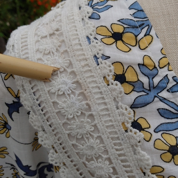 Anthropologie Fall Dress Cottagecore Peasant Floral 12 Crochet Boho Maxi Lace L - Picture 6 of 16